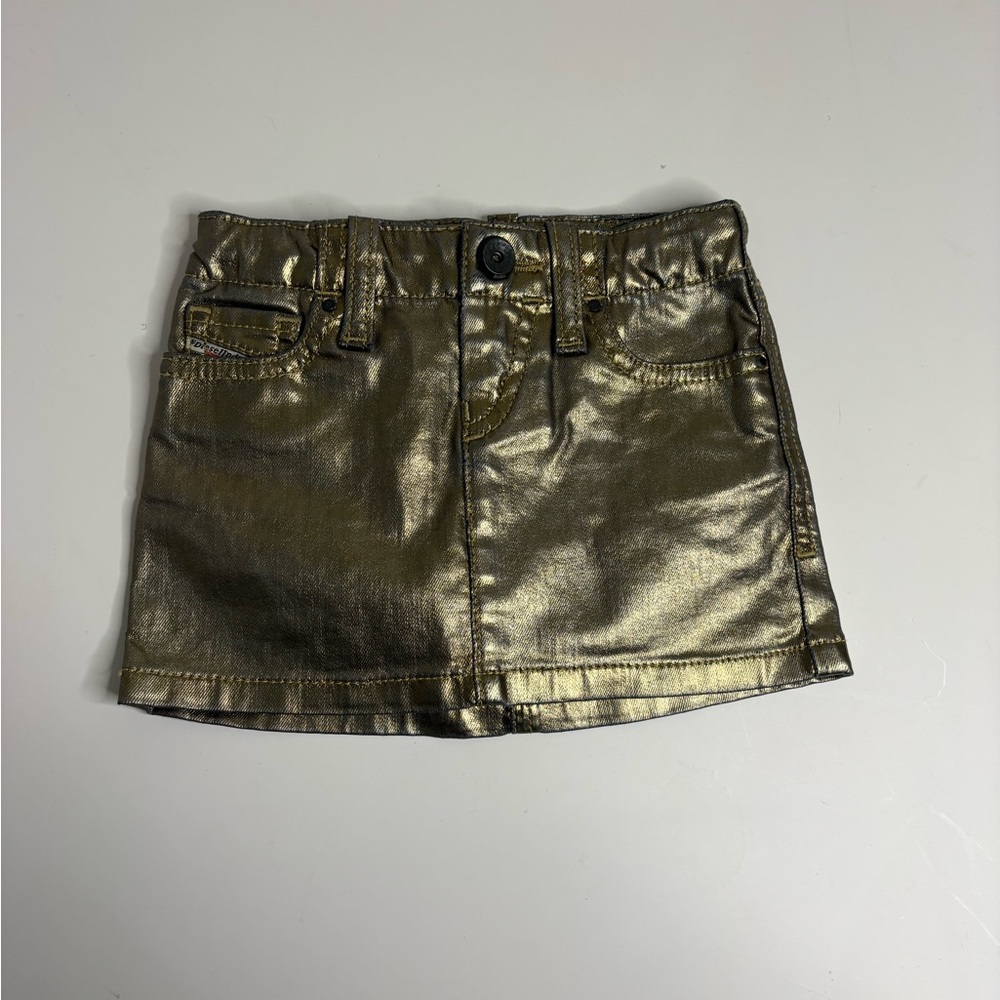 Diesel Baby Metallic Gold Mini Skirt Size 12M